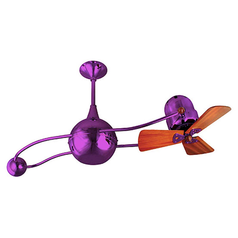 Matthews Fans Brisa 2000 40in 3-Blade Ceiling Fan | Contemporary Ametista and Mahogany Wood | Covered Patio & Sunroom | Model B2K-LTPURPLE-WD