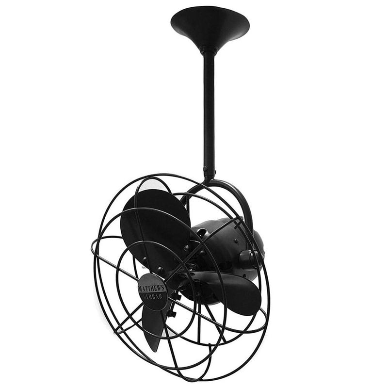 Matthews Fans Bianca Directional 13in 3-Blade Ceiling Fan | Contemporary Black Nickel and Metal Blades | Covered Patio & Bathroom | Model BD-BKN-MTL