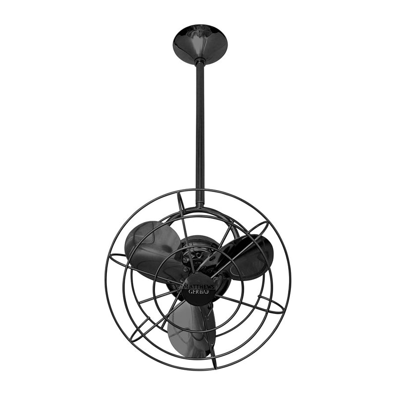 Matthews Fans Bianca Directional 13in 3-Blade Ceiling Fan | Contemporary Black Nickel and Metal Blades | Covered Patio & Bathroom | Model BD-BKN-MTL