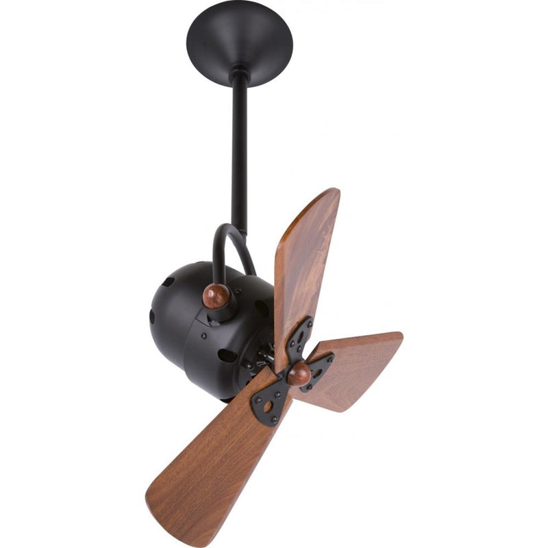 Matthews Fans Bianca Directional 16in 3-Blade Ceiling Fan | Contemporary Black Nickel and Mahogany Wood Blades | Covered Patio | Model BD-BKN-WD