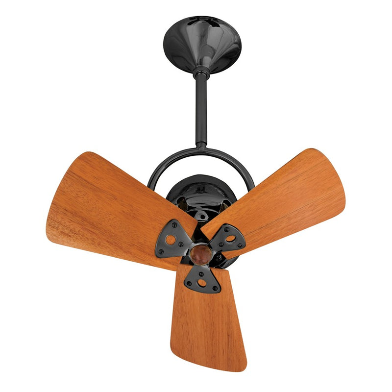 Matthews Fans Bianca Directional 16in 3-Blade Ceiling Fan | Contemporary Black Nickel and Mahogany Wood Blades | Covered Patio | Model BD-BKN-WD