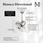 Matthews Fan Company Bianca Directional 13in Ceiling Fan | Brushed Nickel Steel and Metal Blades | Indoor Rooms | 13 x 13 x 13 in | Model BD-BN-MTL