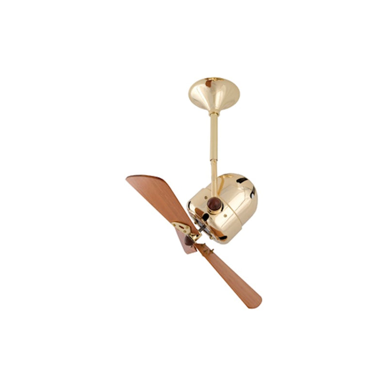 Matthews Fan Company Bianca Directional 16in Ceiling Fan | Brushed Brass and Mahogany Wood | Covered Patio & Veranda | Model BD-BRBR-WD
