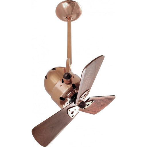 Matthews Fan Company Bianca Directional 16in Ceiling Fan | Brushed Copper and Mahogany Wood | Covered Patio & Indoor Rooms | Model BD-BRCP-WD