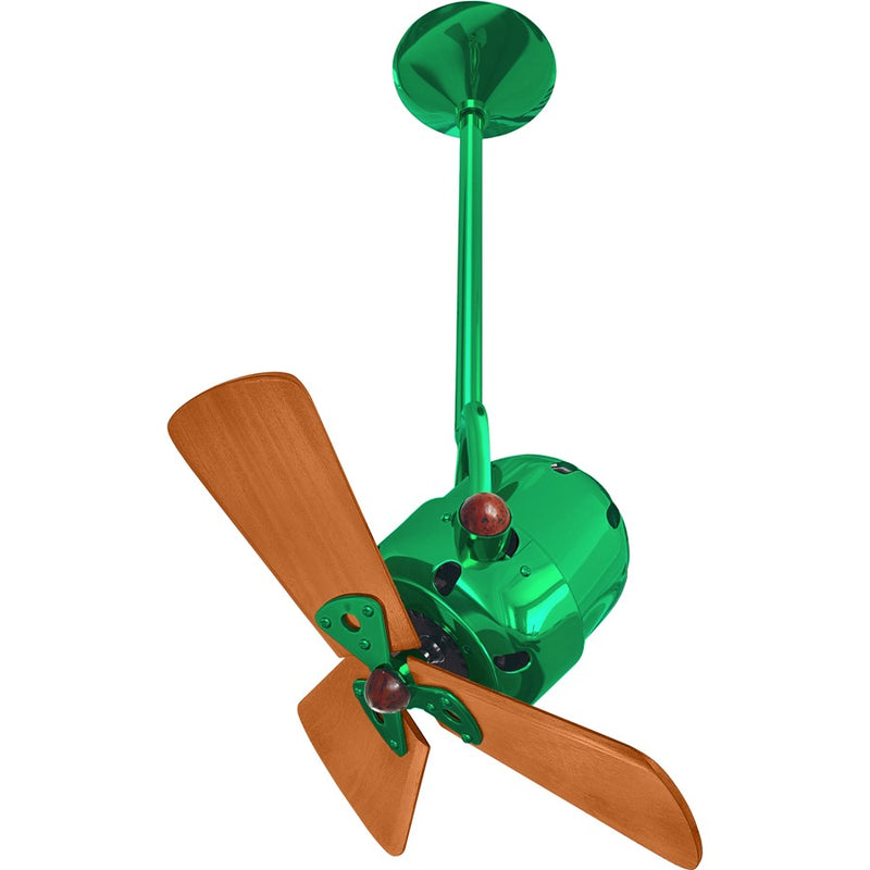 Matthews Fans Bianca Direcional 16in 3-Blade Ceiling Fan | Contemporary Esmeralda and Mahogany Wood | Bedroom & Covered Patio | Model BD-GREEN-WD