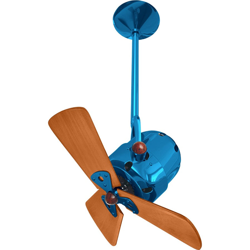 Matthews Fans Bianca Direcional 16in 3-Blade Ceiling Fan | Contemporary Agua Marinha and Mahogany Wood | Bedroom & Covered Patio | Model BD-LTBLUE-WD