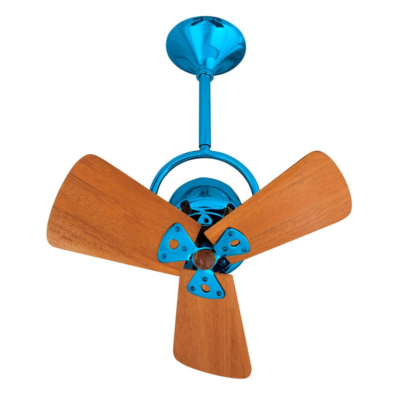 Matthews Fans Bianca Direcional 16in 3-Blade Ceiling Fan | Contemporary Agua Marinha and Mahogany Wood | Bedroom & Covered Patio | Model BD-LTBLUE-WD