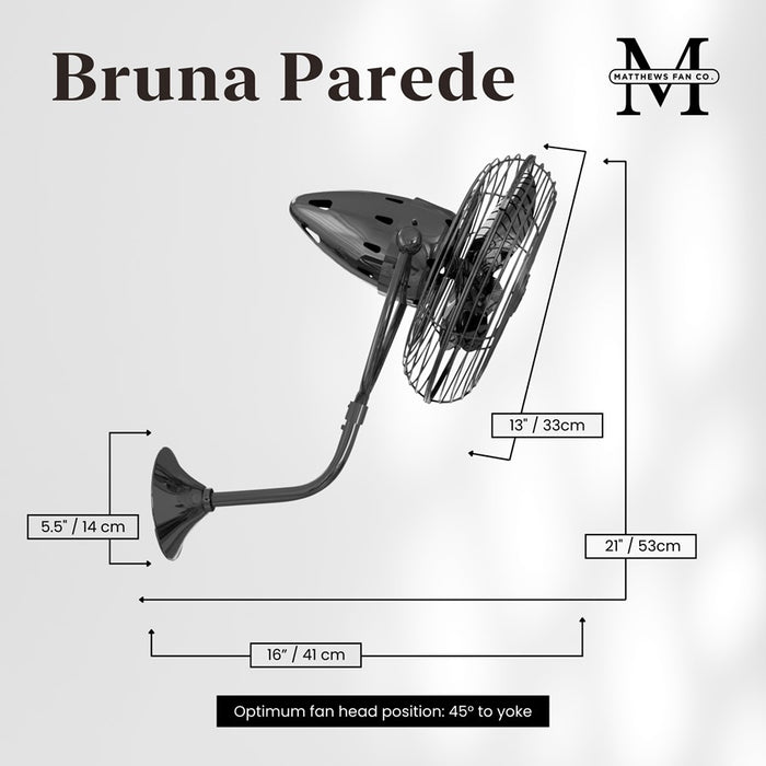 Matthews Fans Fan Bruna Parede Directional Wall Fan, Black Nickel