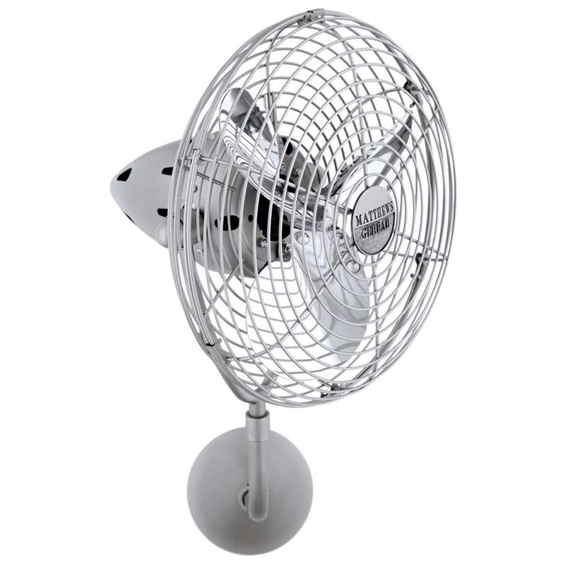 Matthews Fan Company Bruna Parede 19in Directional Wall Fan | White Metal | Indoor & Covered Patio | 13 x 21 in | Model BP-WH-MTL