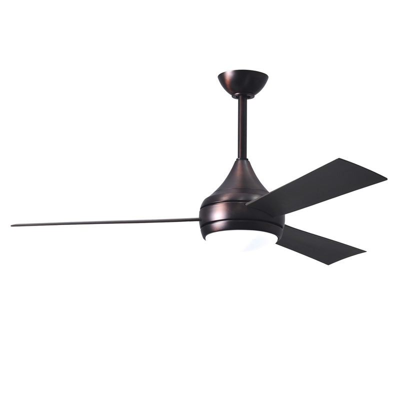 Matthews Fans Donaire 52in 3-Blade Ceiling Fan | Contemporary Brushed Bronze Stainless Steel | Living Room & Bedroom with LED Light | Model DA-BB-BB