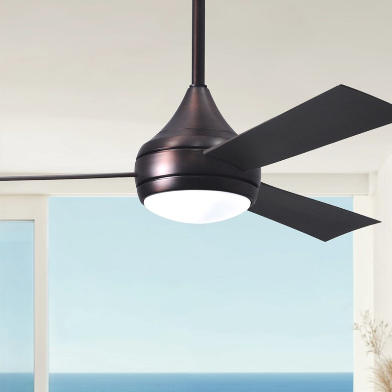 Matthews Fans Donaire 52in 3-Blade Ceiling Fan | Contemporary Brushed Bronze Stainless Steel | Living Room & Bedroom with LED Light | Model DA-BB-BB