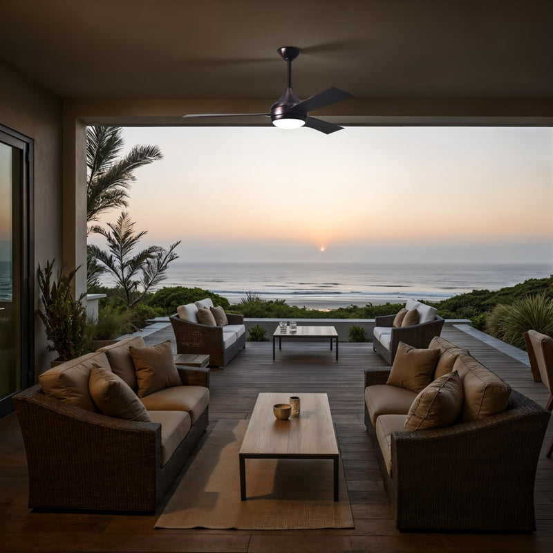 Matthews Fans Donaire 52in 3-Blade Ceiling Fan | Contemporary Brushed Bronze Stainless Steel | Living Room & Bedroom with LED Light | Model DA-BB-BB