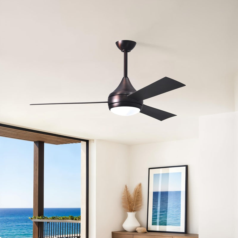 Matthews Fans Donaire 52in 3-Blade Ceiling Fan | Contemporary Brushed Bronze Stainless Steel | Living Room & Bedroom with LED Light | Model DA-BB-BB