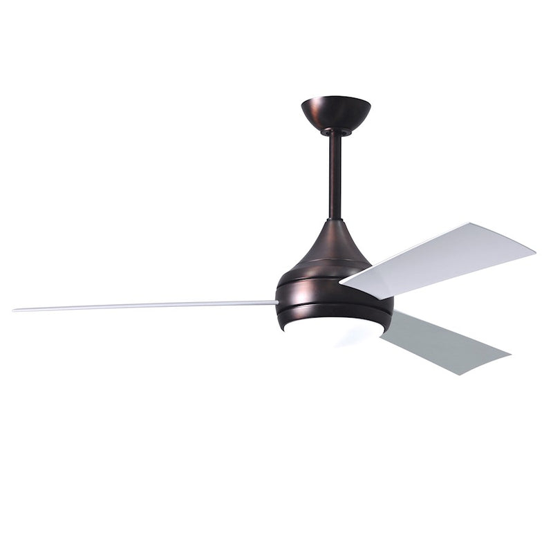 Matthews Fans Donaire 52in 1-Light Ceiling Fan | Brushed Bronze and Gloss White ABS Blades | Coastal Wet Locations | 52 x 52 x 9 in | Model DA-BB-WH
