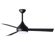 Matthews Fans Donaire 52in 1-Light Ceiling Fan | Contemporary Matte Black ABS Blades | Coastal Wet Location | 52 x 52 x 9 in | Model DA-BK-BK
