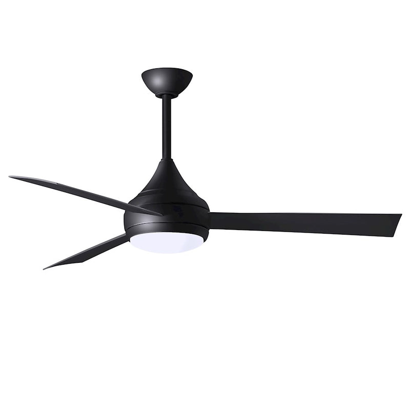 Matthews Fans Donaire 52in 1-Light Ceiling Fan | Contemporary Matte Black ABS Blades | Coastal Wet Location | 52 x 52 x 9 in | Model DA-BK-BK