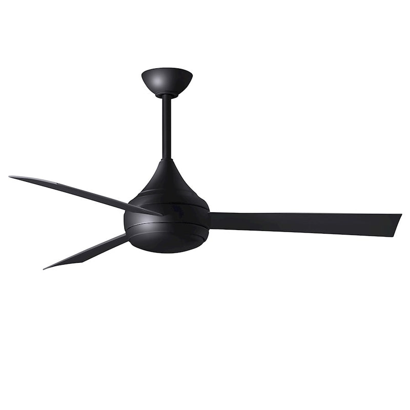 Matthews Fans Donaire 52in 1-Light Ceiling Fan | Contemporary Matte Black ABS Blades | Coastal Wet Location | 52 x 52 x 9 in | Model DA-BK-BK