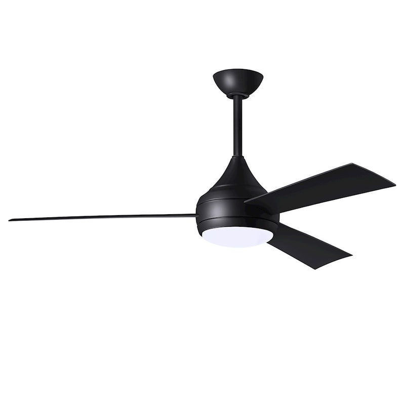 Matthews Fans Donaire 52in 1-Light Ceiling Fan | Contemporary Matte Black ABS Blades | Coastal Wet Location | 52 x 52 x 9 in | Model DA-BK-BK