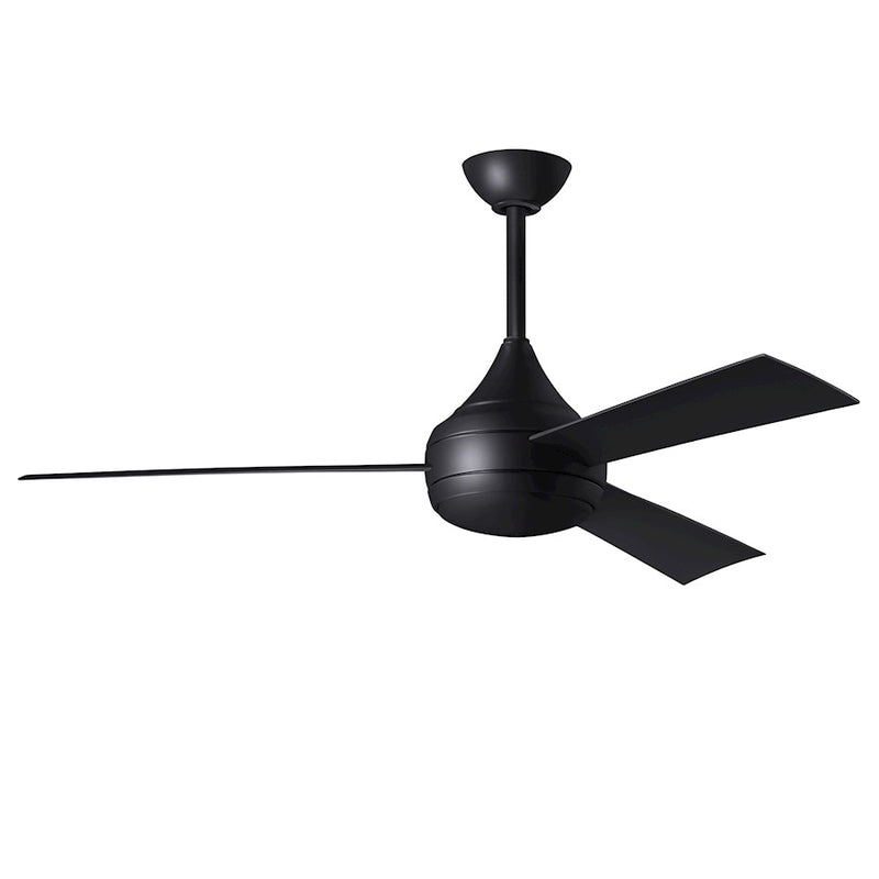 Matthews Fans Donaire 52in 1-Light Ceiling Fan | Contemporary Matte Black ABS Blades | Coastal Wet Location | 52 x 52 x 9 in | Model DA-BK-BK