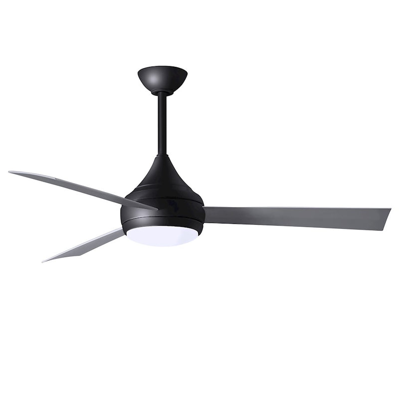 Matthews Fans Donaire 52in 1-Light Ceiling Fan | Contemporary Matte Black and Silver ABS Blades | Coastal Wet Location | Model DA-BK-BS