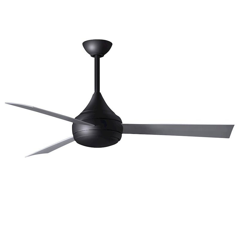 Matthews Fans Donaire 52in 1-Light Ceiling Fan | Contemporary Matte Black and Silver ABS Blades | Coastal Wet Location | Model DA-BK-BS