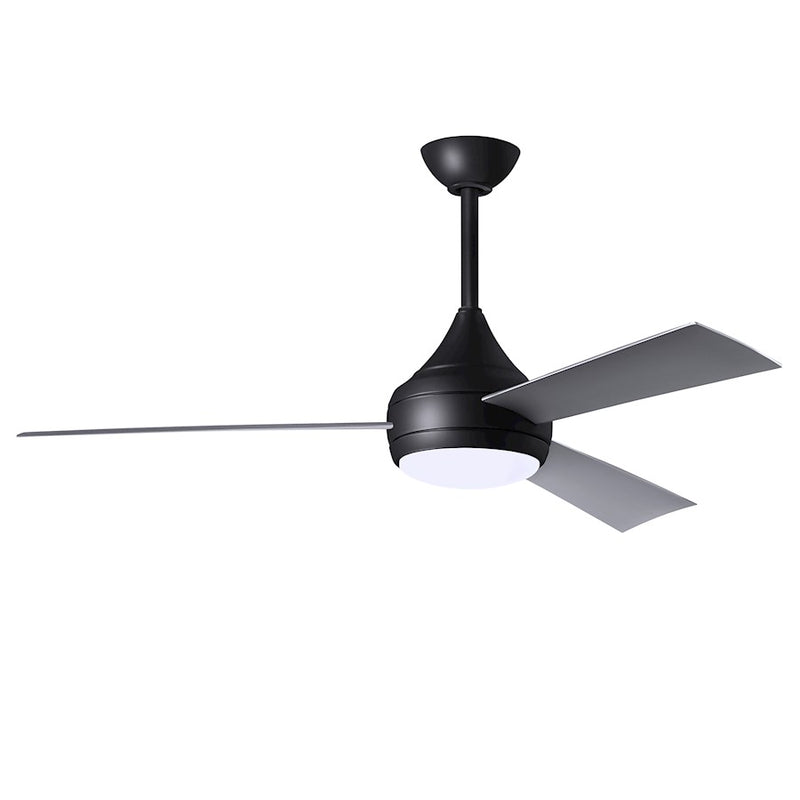 Matthews Fans Donaire 52in 1-Light Ceiling Fan | Contemporary Matte Black and Silver ABS Blades | Coastal Wet Location | Model DA-BK-BS