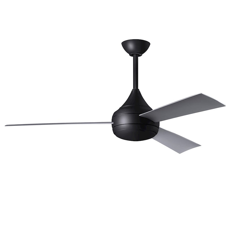 Matthews Fans Donaire 52in 1-Light Ceiling Fan | Contemporary Matte Black and Silver ABS Blades | Coastal Wet Location | Model DA-BK-BS