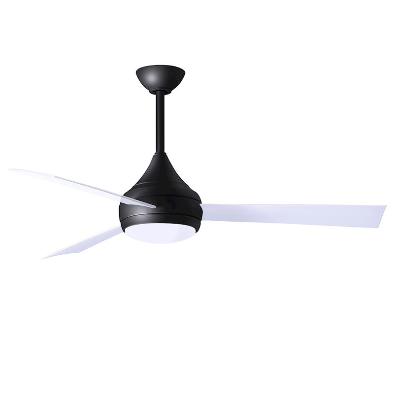 Matthews Fans Donaire 52in 1-Light Ceiling Fan | Contemporary Matte Black and Gloss White ABS | Coastal Wet Location | 52 x 52 x 9 in | Model DA-BK-WH