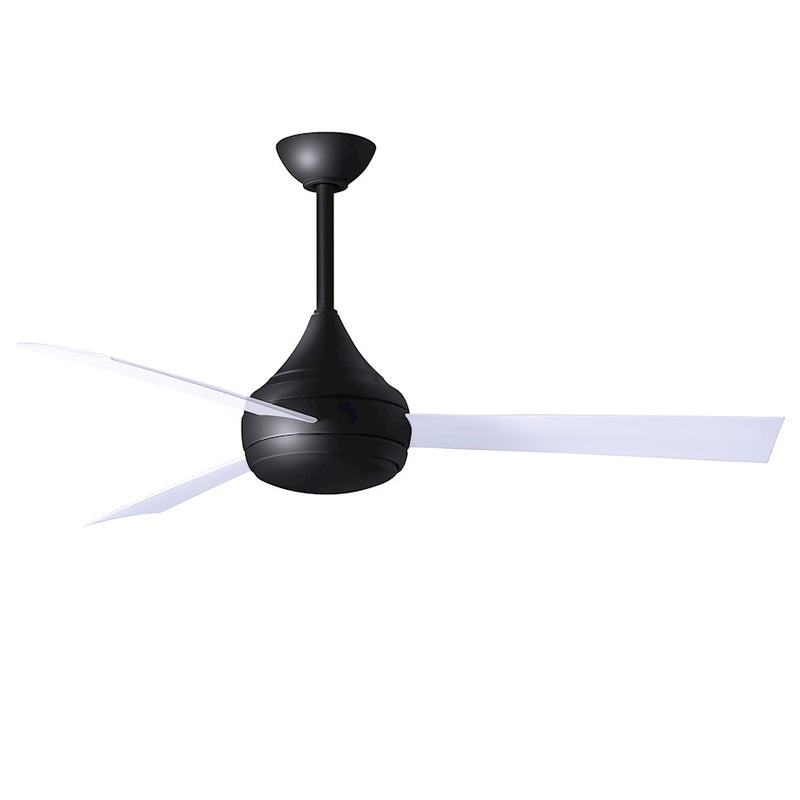 Matthews Fans Donaire 52in 1-Light Ceiling Fan | Contemporary Matte Black and Gloss White ABS | Coastal Wet Location | 52 x 52 x 9 in | Model DA-BK-WH
