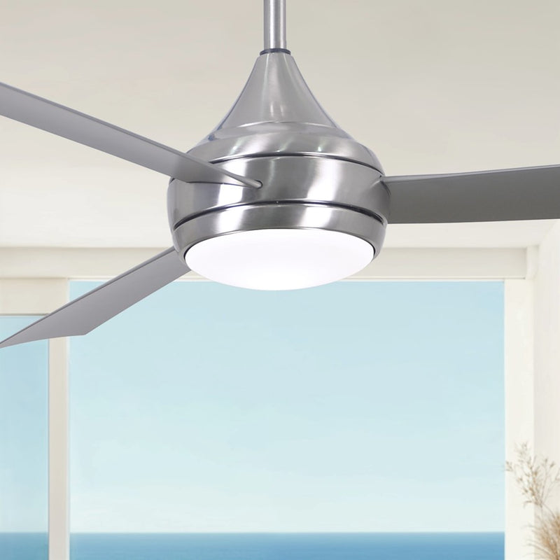 Matthews Fans Donaire 52in 1-Light Ceiling Fan | Contemporary Brushed Stainless and Brushed Stainless ABS | Coastal Wet Location | Model DA-BS-BS