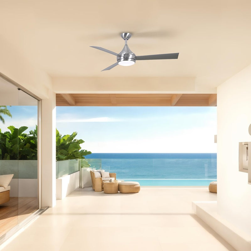Matthews Fans Donaire 52in 1-Light Ceiling Fan | Contemporary Brushed Stainless and Brushed Stainless ABS | Coastal Wet Location | Model DA-BS-BS