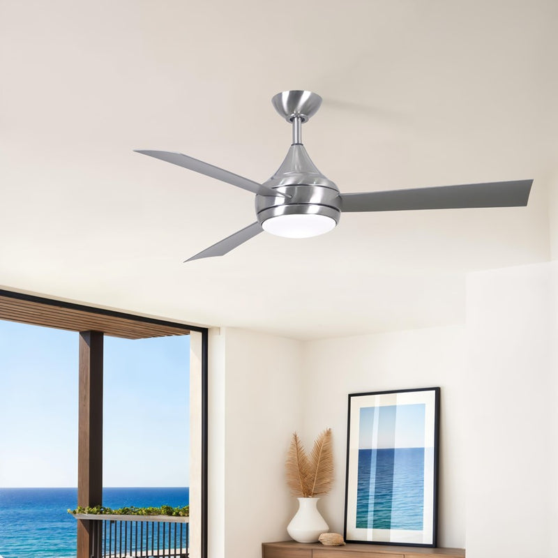 Matthews Fans Donaire 52in 1-Light Ceiling Fan | Contemporary Brushed Stainless and Brushed Stainless ABS | Coastal Wet Location | Model DA-BS-BS