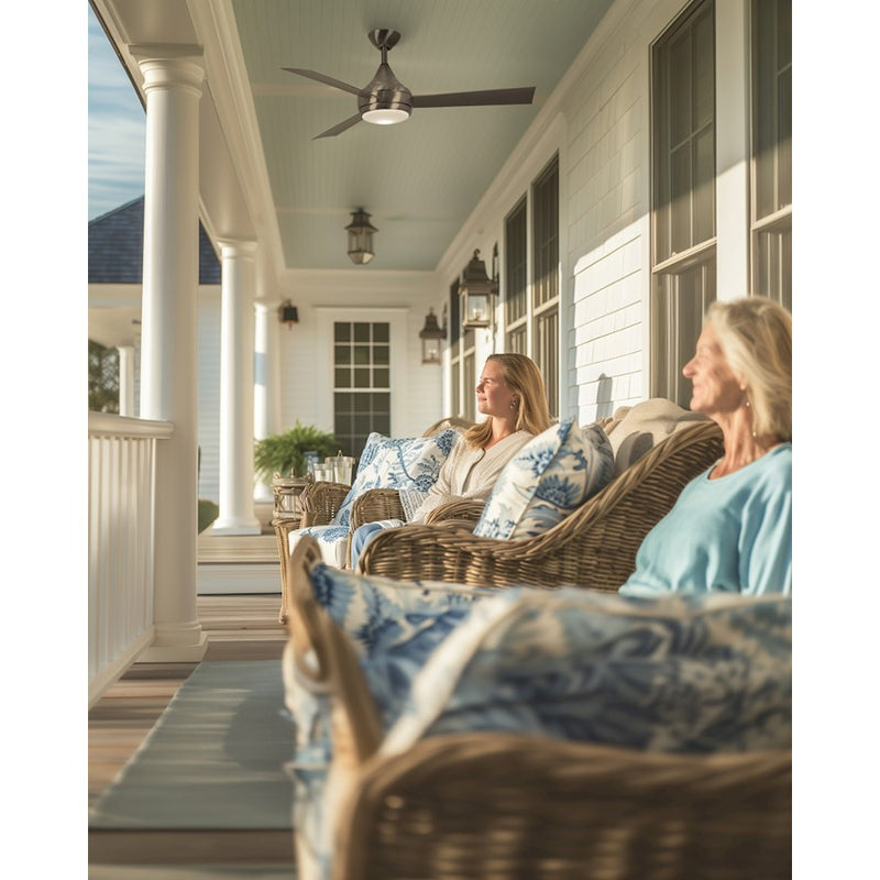 Matthews Fans Donaire 52in 1-Light LED Ceiling Fan | Brushed Stainless and Barnwood ABS Blades | Wet Location Coastal & Covered | Model DA-BS-BW