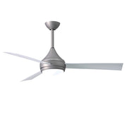 Matthews Fans Donaire 52in 1-Light LED Ceiling Fan | Brushed Stainless and Gloss White ABS Blades | Wet Location Coastal & Covered | Model DA-BS-WH