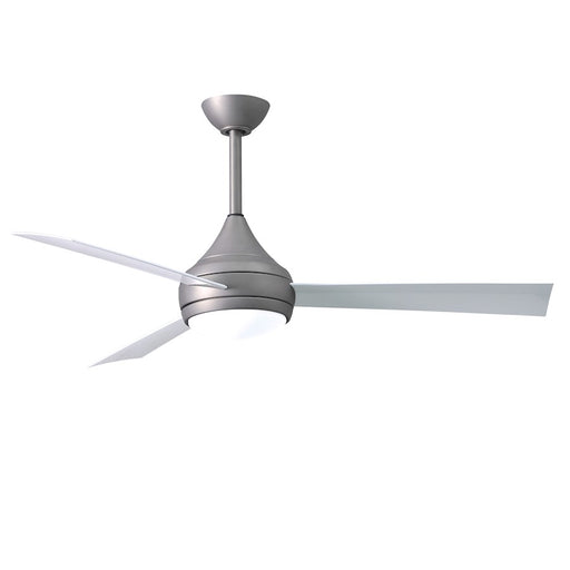Matthews Fans Donaire 52in 1-Light LED Ceiling Fan | Brushed Stainless and Gloss White ABS Blades | Wet Location Coastal & Covered | Model DA-BS-WH