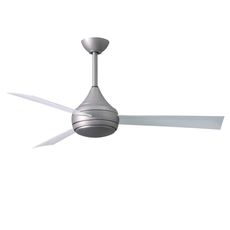 Matthews Fans Donaire 52in 1-Light LED Ceiling Fan | Brushed Stainless and Gloss White ABS Blades | Wet Location Coastal & Covered | Model DA-BS-WH