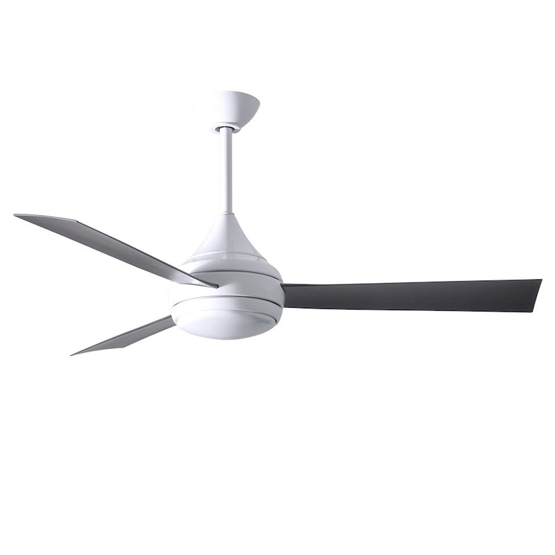 Matthews Fans Donaire 52in 1-Light LED Ceiling Fan | Gloss White and Brushed Bronze ABS Blades | Wet Location Coastal & Covered | Model DA-WH-BB