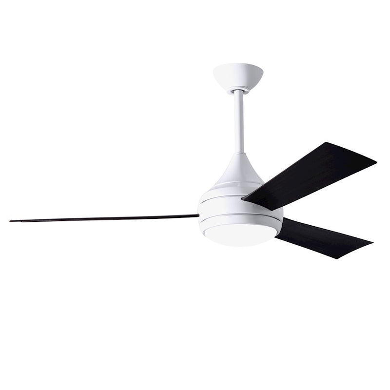 Matthews Fans Donaire 52in 1-Light LED Ceiling Fan | Gloss White and Matte Black ABS Blades | Wet Location Coastal & Covered Patio | Model DA-WH-BK
