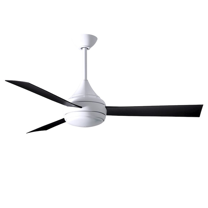 Matthews Fans Donaire 52in 1-Light LED Ceiling Fan | Gloss White and Matte Black ABS Blades | Wet Location Coastal & Covered Patio | Model DA-WH-BK