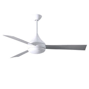 Matthews Fans Donaire 52in 1-Light LED Ceiling Fan | Contemporary Gloss White and Brushed Stainless ABS Blades | Covered Patio | Model DA-WH-BS