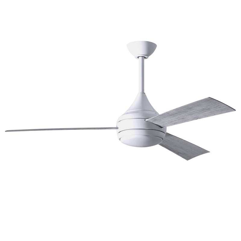 Matthews Fans Donaire 52in 1-Light LED Ceiling Fan | Contemporary Gloss White and Barnwood ABS Blades | Covered Patio & Sunroom | Model DA-WH-BW