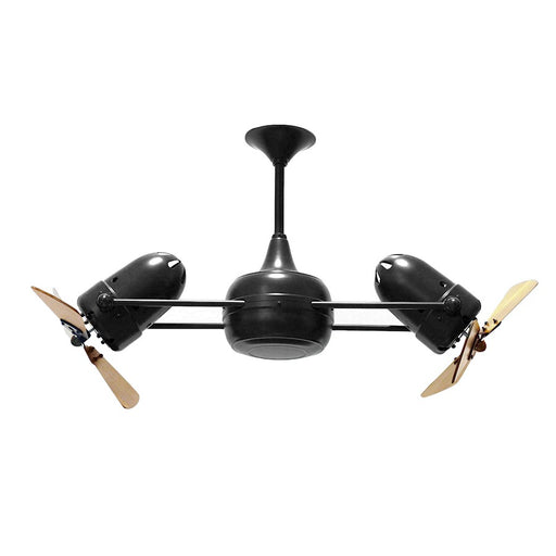Matthews Fan Company Duplo Dinamico 36in Ceiling Fan | Industrial Matte Black and Mahogany Blades | Covered Patio & Living Room | Model DD-BK-WD
