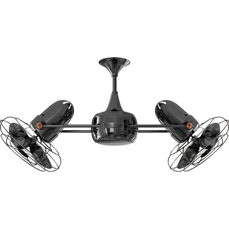 Matthews Fans Duplo-Dinamico 39in Rotational Ceiling Fan | Contemporary Black Nickel Cast Aluminum | Covered Patio & Sunroom | Model DD-BKN-MTL