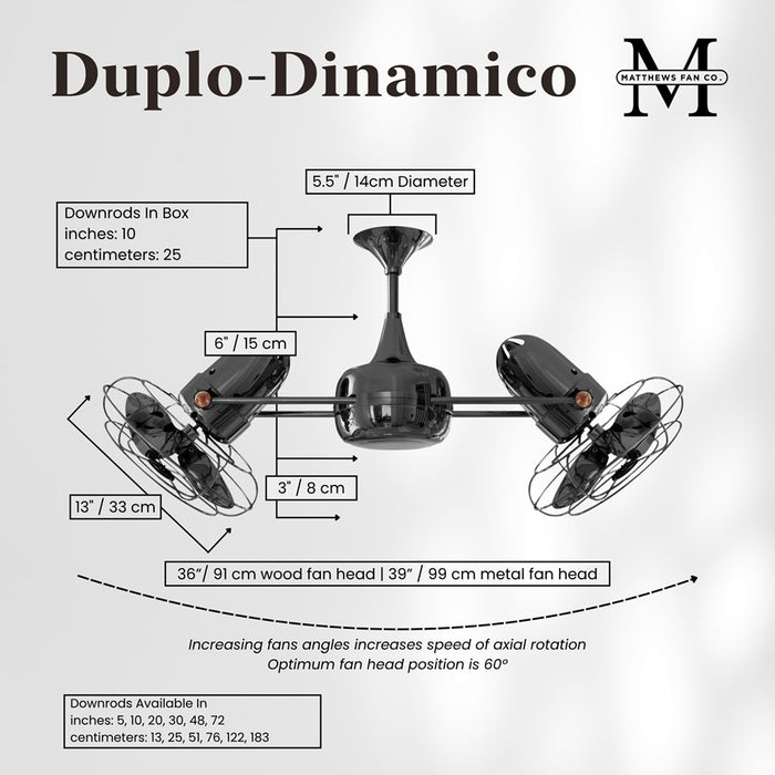 Matthews Fans Fan Duplo Dinamico Rotational Ceiling, Black Nickel