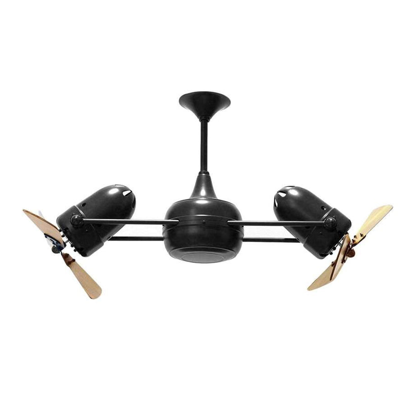 Matthews Fans Duplo Dinamico 36in Rotational Ceiling Fan | Black Nickel and Mahogany Wood | Covered Patio & Sunroom | 36 x 9 in | Model DD-BKN-WD