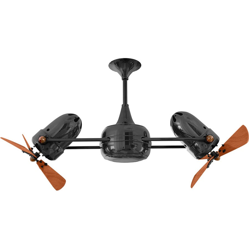 Matthews Fans Duplo Dinamico 36in Rotational Ceiling Fan | Black Nickel and Mahogany Wood | Covered Patio & Sunroom | 36 x 9 in | Model DD-BKN-WD