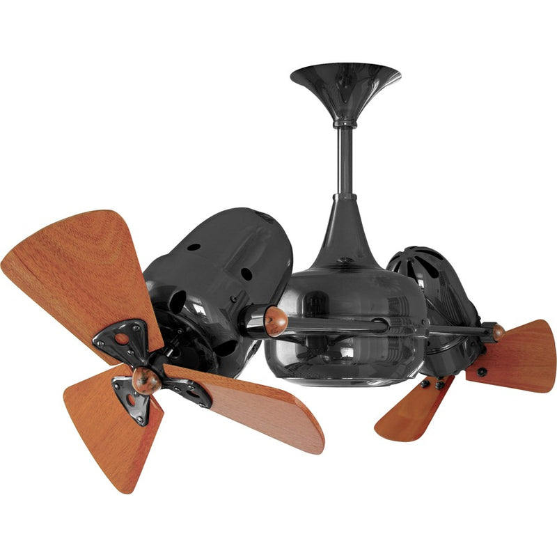 Matthews Fans Duplo Dinamico 36in Rotational Ceiling Fan | Black Nickel and Mahogany Wood | Covered Patio & Sunroom | 36 x 9 in | Model DD-BKN-WD