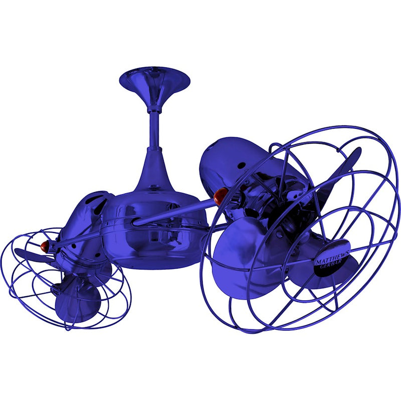 Matthews Fans Duplo Dinamico 39in Rotational Ceiling Fan | Safira and Metal | Covered Patio & Sunroom | 39 x 9 in | Model DD-BLUE-MTL