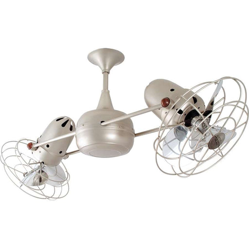 Matthews Fan Company Duplo Dinamico 39in Ceiling Fan | Brushed Brass and Metal Blades | Covered Patio & Living Room | Model DD-BRBR-MTL