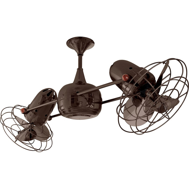 Matthews Fan Company Duplo Dinamico 36in Rotational Ceiling Fan | Bronzette Metal Blades | Covered Patio & Living Room | Model DD-BZZT-MTL